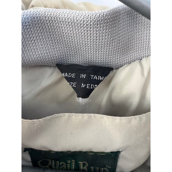 Quail Run Vintage Puffer Coat – Beige with Red and Navy Stripe – Size Medium - Picture 4 of 16